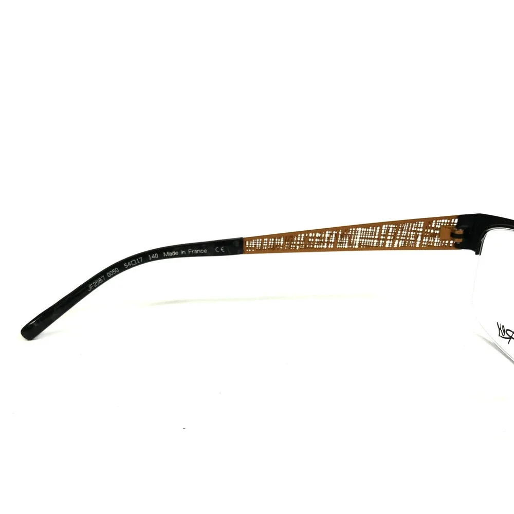 J.F. Rey Eyeglasses Frames JF2587 0050 Matte Black Orange Half Rim 54-17-140